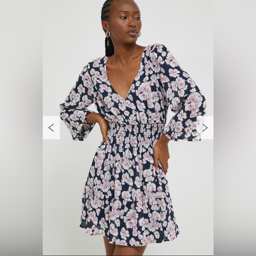 Abercrombie & Fitch Navy Floral Long Sleeve Dress